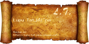 Lupu Tatjána névjegykártya